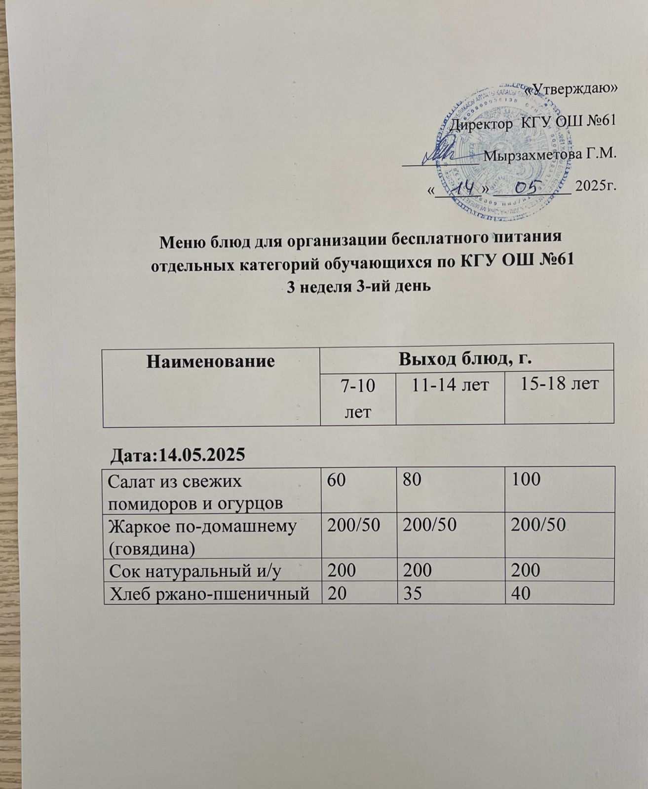 Меню