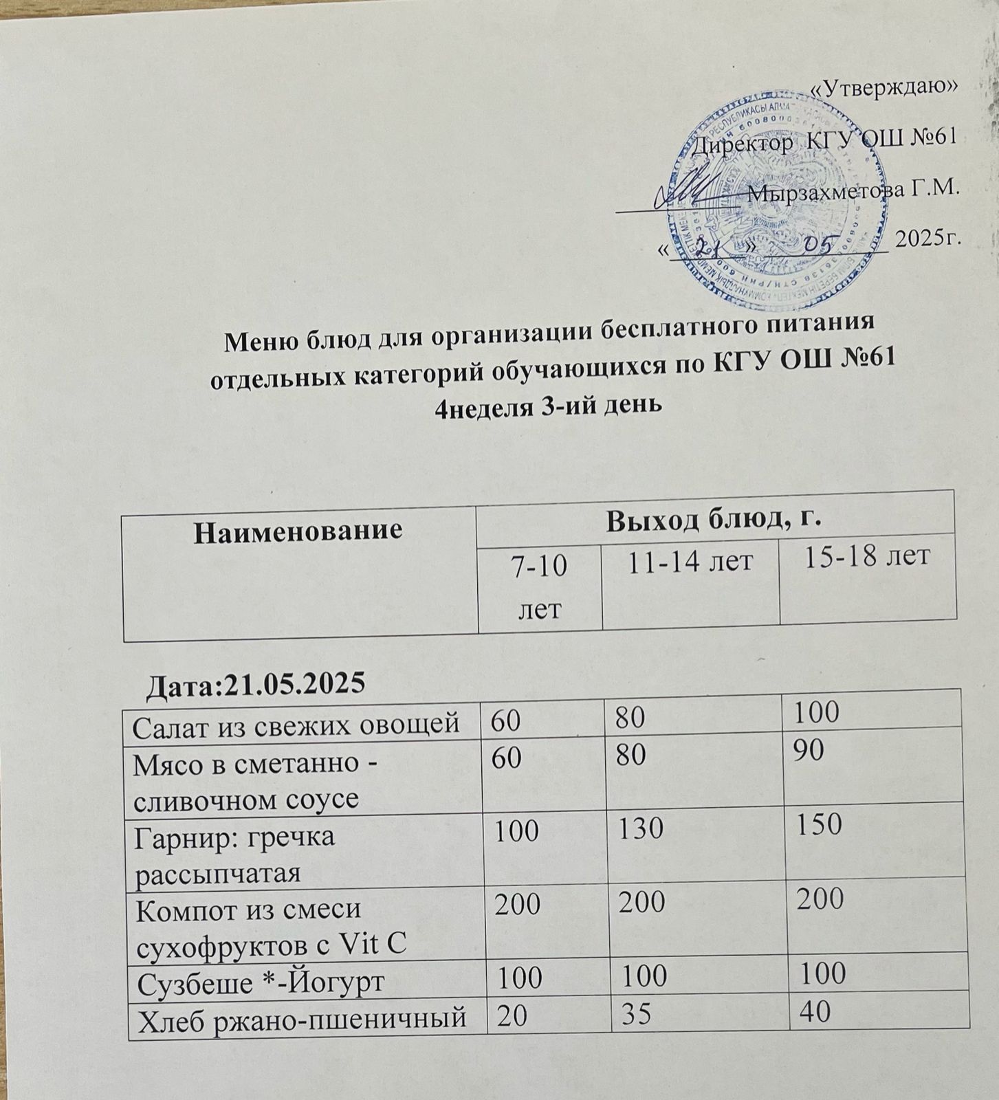 Меню